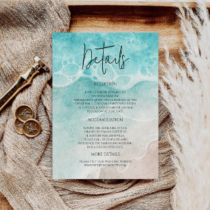 Tarjeta De Recepción Boda Acuarela de Agua de Marea del Océano Moderno
