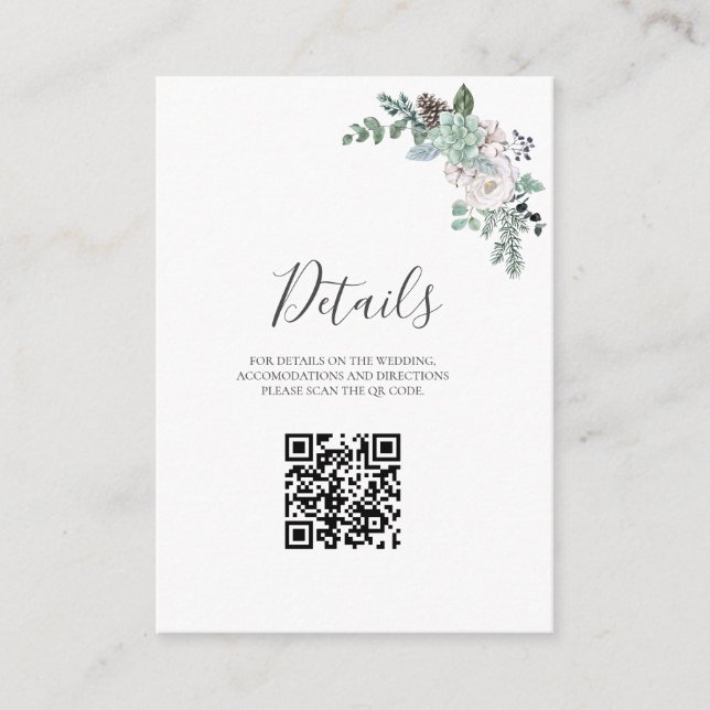 Tarjeta De Recepción Boda acuarela de invierno (Anverso)