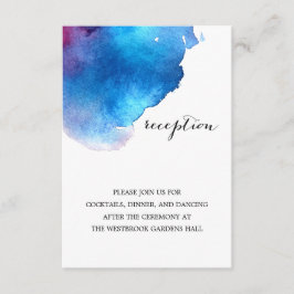 Tarjeta De Recepción Boda acuarela de salpicadura azul