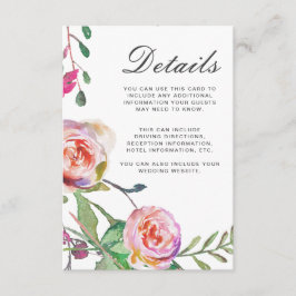 Tarjeta De Recepción Boda acuarela Floral Detalles de invitado en gris