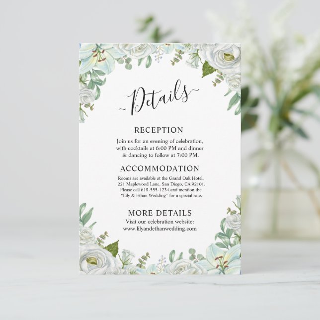 Tarjeta De Recepción Boda Acuarela Romántica (Anverso de pie)
