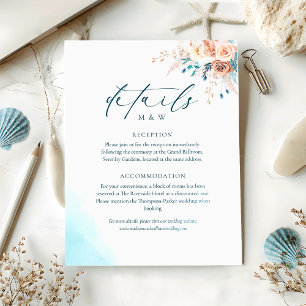 Tarjeta De Recepción Boda acuático de playa