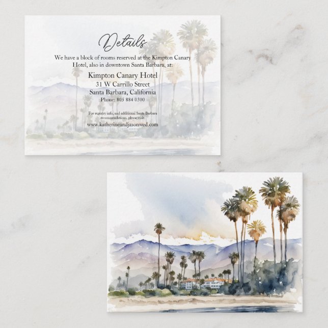 Tarjeta De Recepción Boda acuático de Santa Barbara Beach Waterfront (Anverso / Reverso)