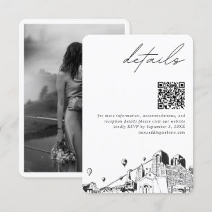 Tarjeta De Recepción Boda Albuquerque Detalles modernos Código QR