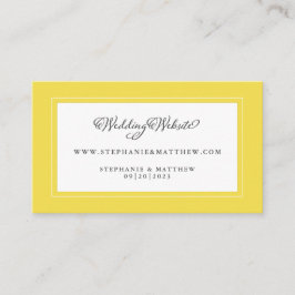 Tarjeta De Recepción Boda amarillo y blanco sitio web fronteras de Moda
