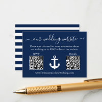Boda Ancla Azul 2 Detalles QR RSVP Tirados