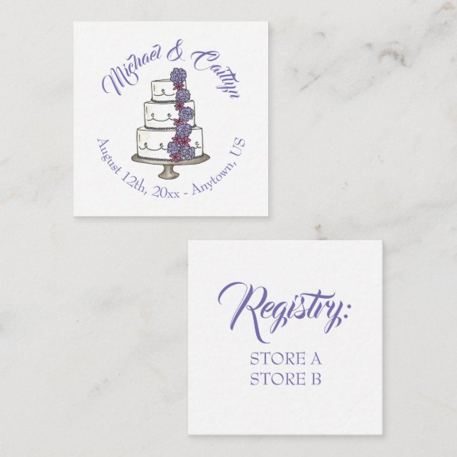 Tarjeta De Recepción Boda Aniversario del Pastel de Novias (Anverso / Reverso)