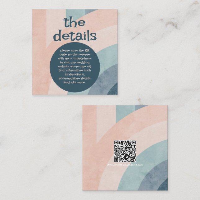 Tarjeta De Recepción Boda arcoiris de los años 70 (Anverso / Reverso)