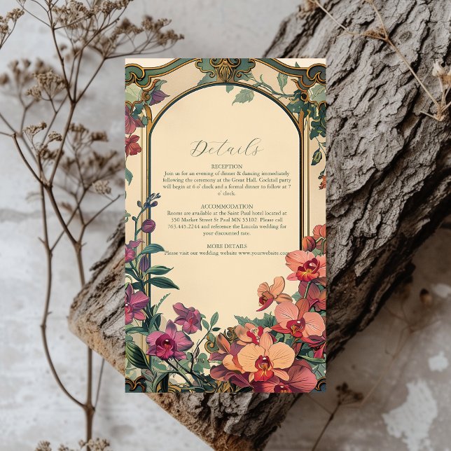 Tarjeta De Recepción Boda Art Nouveau de estilo clásico (Subido por el creador)