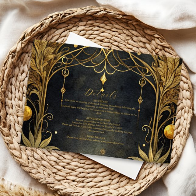 Tarjeta De Recepción Boda Art Nouveau de oro negro (Subido por el creador)