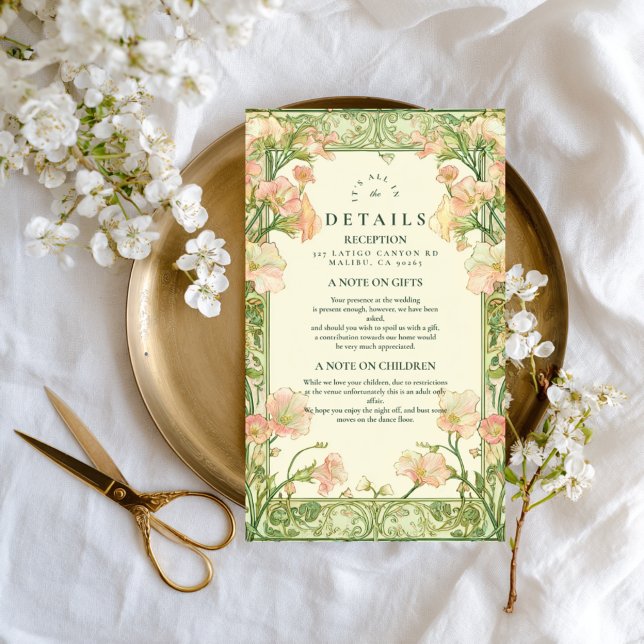 Tarjeta De Recepción Boda Art Nouveau de Pea Dulce Rosa (Subido por el creador)
