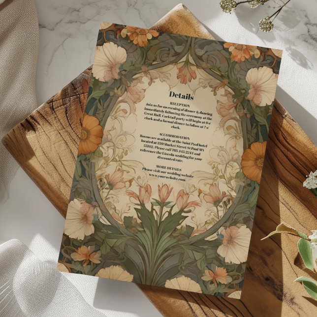 Tarjeta De Recepción Boda Art Nouveau encantado (Subido por el creador)