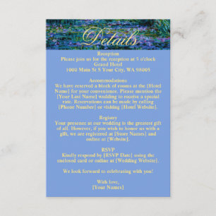 Tarjeta De Recepción Boda artística con tonos joya de Monet Nenúfares