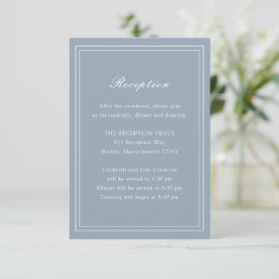 Tarjeta De Recepción Boda atemporal azul y turbio