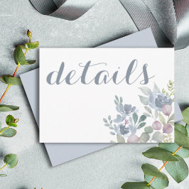 Tarjeta De Recepción Boda azul agitado y floral de eucalipto ruso