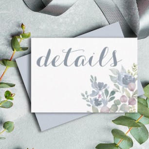 Tarjeta De Recepción Boda azul agitado y floral de eucalipto ruso