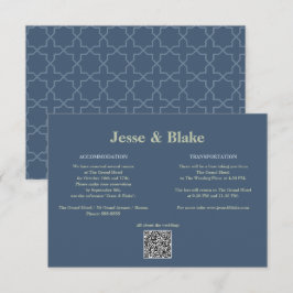 Tarjeta De Recepción Boda azul con patrón de laberinto