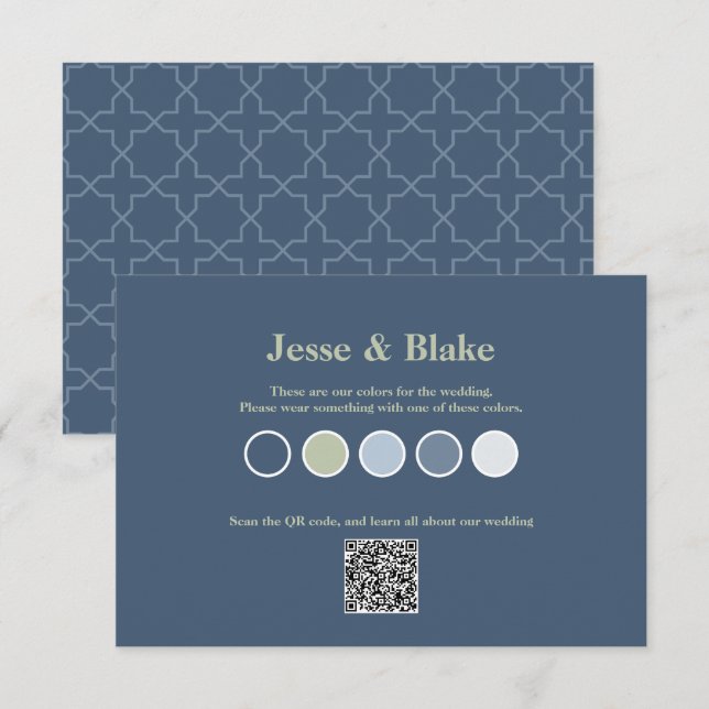 Tarjeta De Recepción Boda azul con patrón de laberinto (Anverso / Reverso)