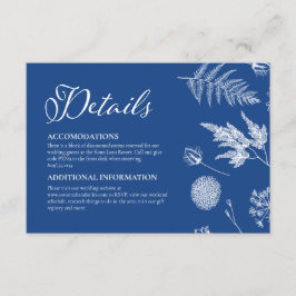 Tarjeta De Recepción Boda azul de caligrafía y marsella floral