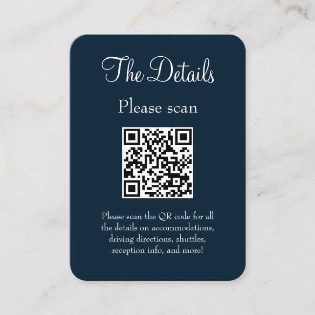 Tarjeta De Recepción Boda azul de la Marina Moderna Simple Detalles Cód (Anverso)