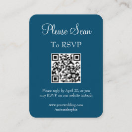 Tarjeta De Recepción Boda azul de la Marina Simple Moderno Escanear cód