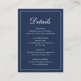 Tarjeta De Recepción Boda azul de la Marina Tradicional Formal Elegante