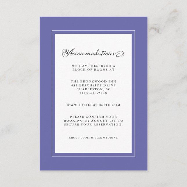 Tarjeta De Recepción Boda azul Detalle de los bordes de Moda modernos (Anverso)