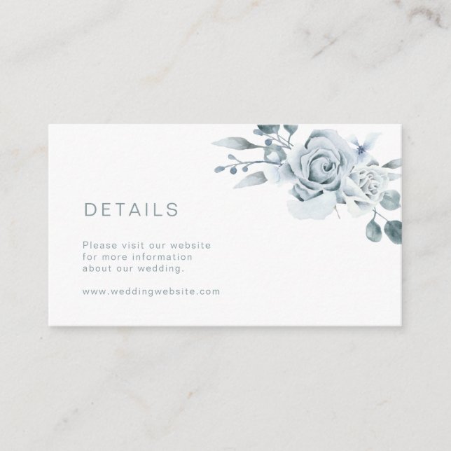 Tarjeta De Recepción Boda Azul Floral (Anverso)