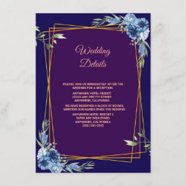 Tarjeta De Recepción Boda Azul Marino Borgoña Dorado Rubor