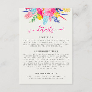 Tarjeta De Recepción Boda azul marino rosa salvaje bosque perenne