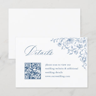Tarjeta De Recepción Boda azul naranja victoriano Código QR Detalles
