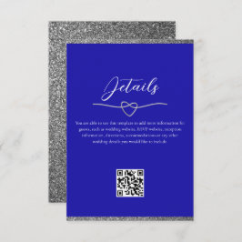 Tarjeta De Recepción Boda azul real Detalles del código QR