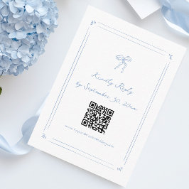 Tarjeta De Recepción Boda azul turbia de mano dibujada con rapidez RSVP