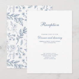 Tarjeta De Recepción Boda azul turbio vintage