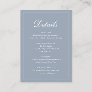 Tarjeta De Recepción Boda azul turbio y elegante formal