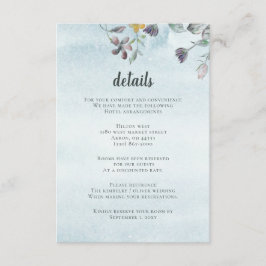Tarjeta De Recepción Boda azul turbio y húmedo de color de agua