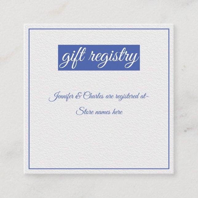 Tarjeta De Recepción Boda azul y blanco (Anverso)