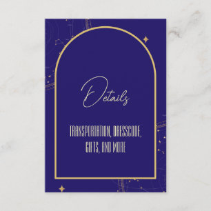 Tarjeta De Recepción Boda azul y oro de la Marina Celestial Nocturna Sk