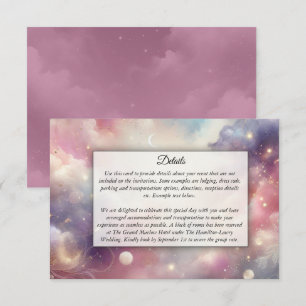 Tarjeta De Recepción Boda bajo Cielos de Polvo Estelar Celestial Brilla
