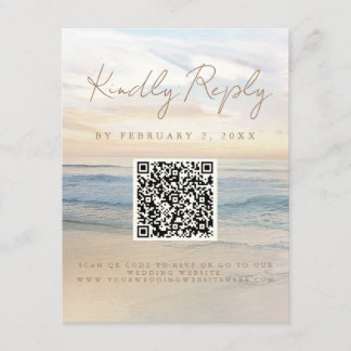 Tarjeta De Recepción Boda Beach Sunset Beach Beach Front Scan Code RSVP