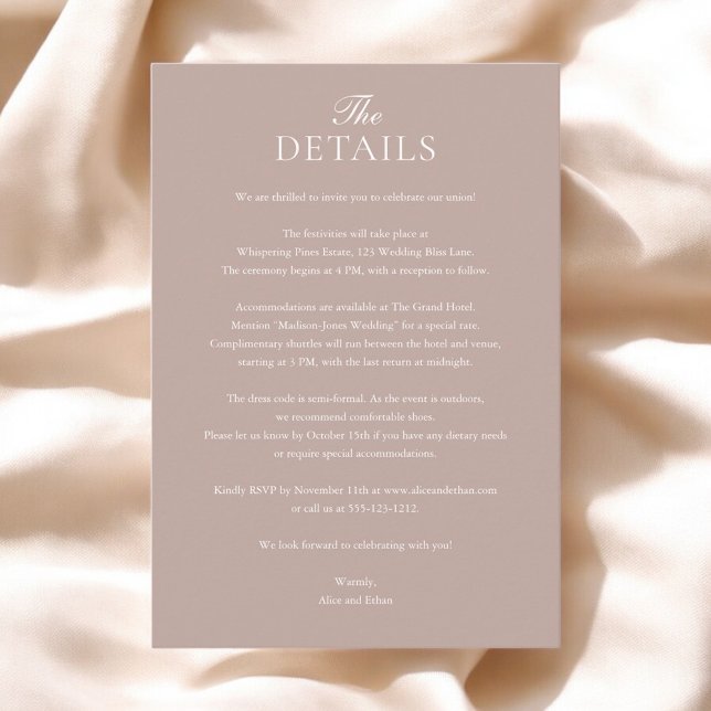 Tarjeta De Recepción Boda Beige Champagne foto detallada (Subido por el creador)