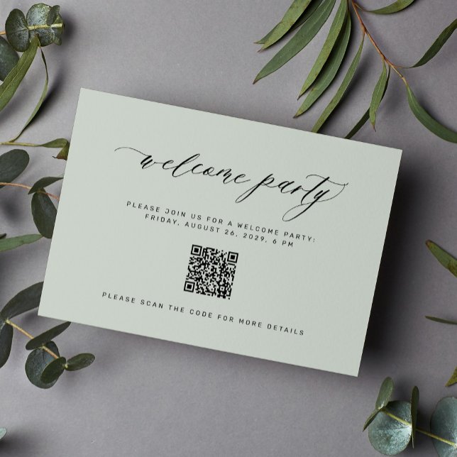 Tarjeta De Recepción Boda bienvenida fiesta código QR sage verde (Subido por el creador)
