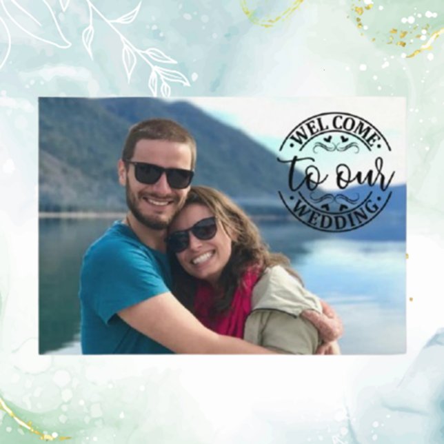 Tarjeta De Recepción Boda Bienvenida Personalizado Foto Moderno Relajad (Create a heartfelt first impression with a custom photo wedding welcome enclosure card)