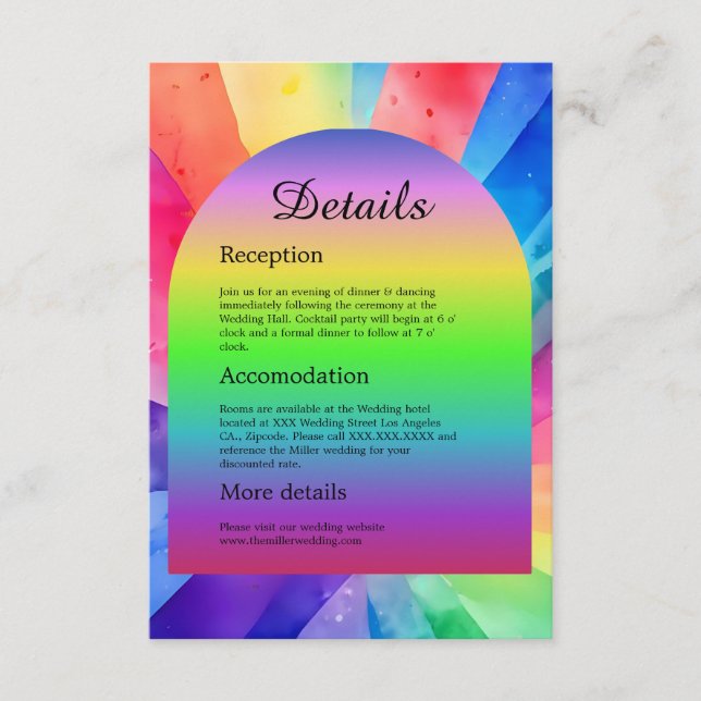 Tarjeta De Recepción boda bisexual lgbtq (Anverso)