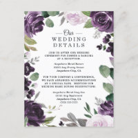 Boda blanca floral elegante de púrpura y plata