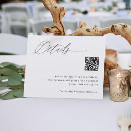 Tarjeta De Recepción Boda blanco moderno detalla el código QR
