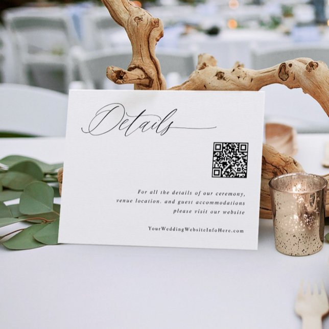 Tarjeta De Recepción Boda blanco moderno detalla el código QR (Subido por el creador)