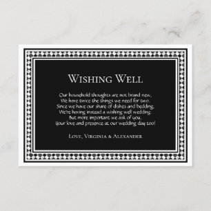 Tarjeta De Recepción Boda blanco negro moderno deseando poema