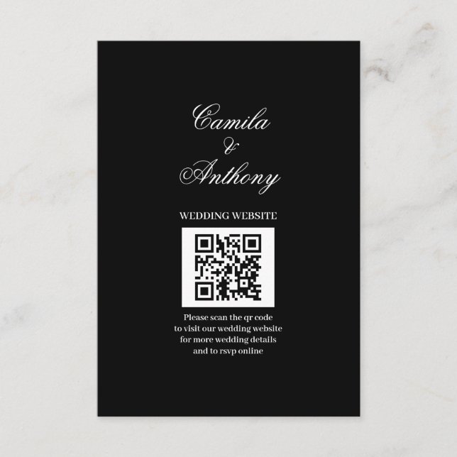 Tarjeta De Recepción Boda blanco y negro (Anverso)