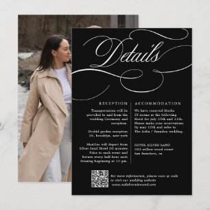 Tarjeta De Recepción Boda blanco y negro atemporal de caligrafía modern